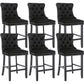 6X Velvet Bar Stools with Studs Trim Wooden Legs Tufted Dining Chairs Kitchen