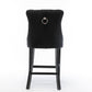 6X Velvet Bar Stools with Studs Trim Wooden Legs Tufted Dining Chairs Kitchen