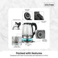1.7L Electric Glass Kettle with LED Blue Light – 360° Cordless Water Boiler