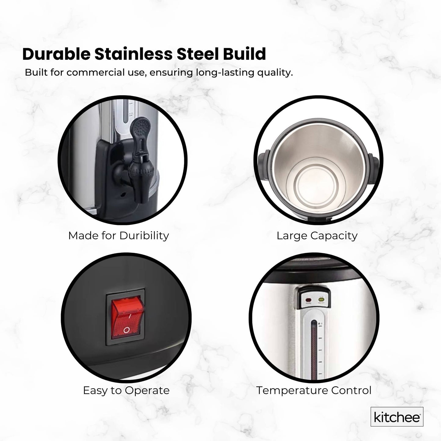 Kitchee 20L Commercial Electric Water Boiler Urn – Stainless Steel Hot Water Dispenser