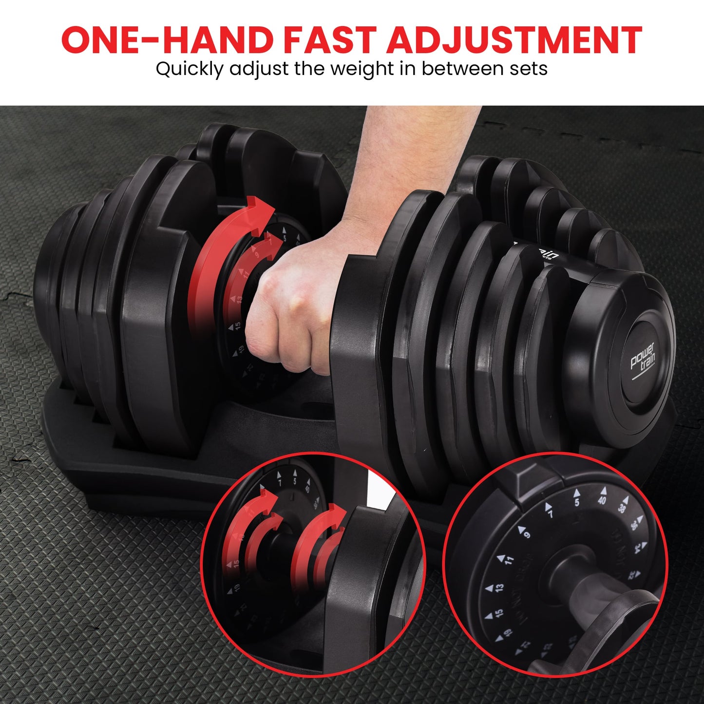 Powertrain 1x 40kg Adjustable Dumbbell