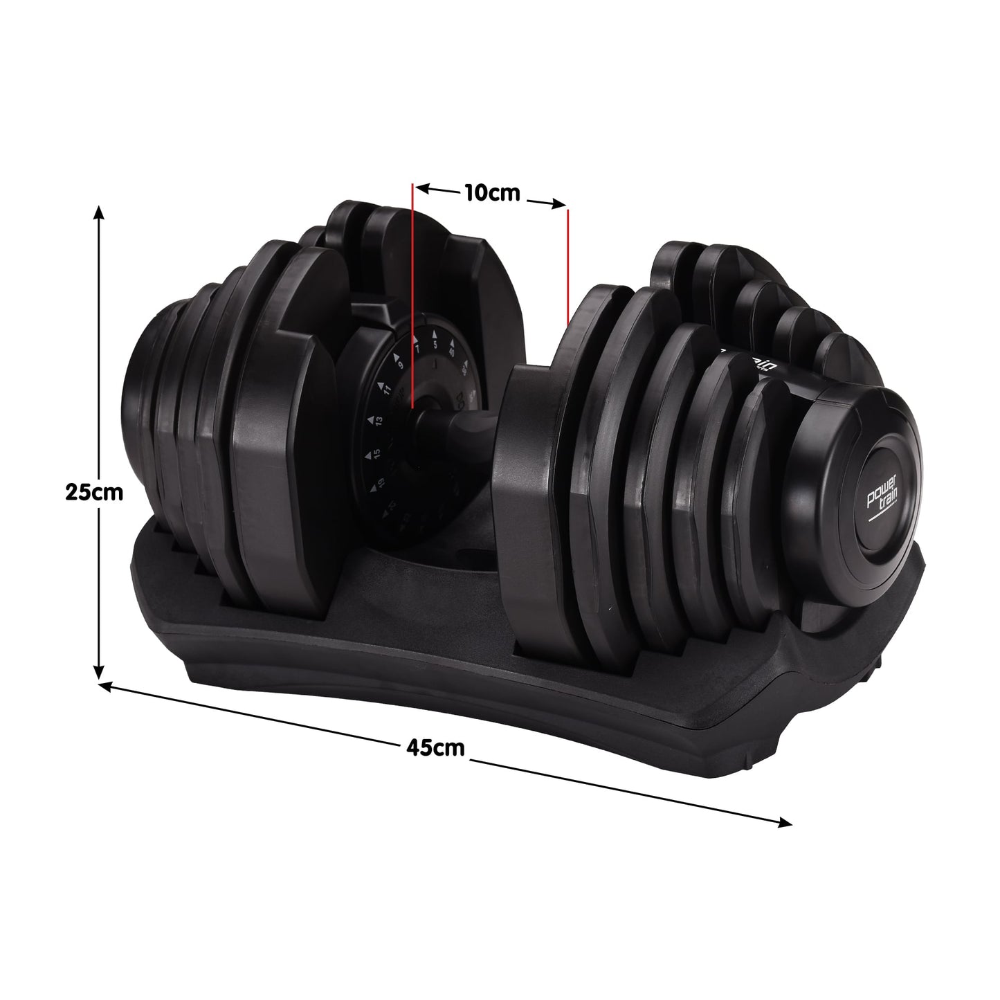 Powertrain 2 x 40kg Powertrain Adjustable Dumbbells Home Gym Set