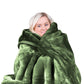 Laura Hill 600gsm Faux Mink Blanket Queen Size Double-sided Throw Rug Large Super Luxurious Soft - Green