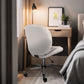 Office Desk Chair - Teddy Boucle Armless Swivel Study Seat OVOID WHITE