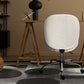 Office Desk Chair - Teddy Boucle Armless Swivel Study Seat OVOID WHITE
