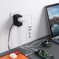 CHOETECH PD5022 70W EU/US/AUS/UK Travel Adapter with Built-in USB-C Cable - Black