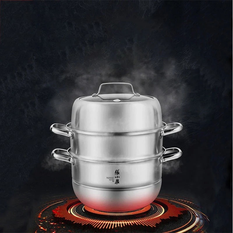 Zhang Xiao Quan 28cm 3-Tier Stainless Steel Steamer – Multi-Level Food Steamer