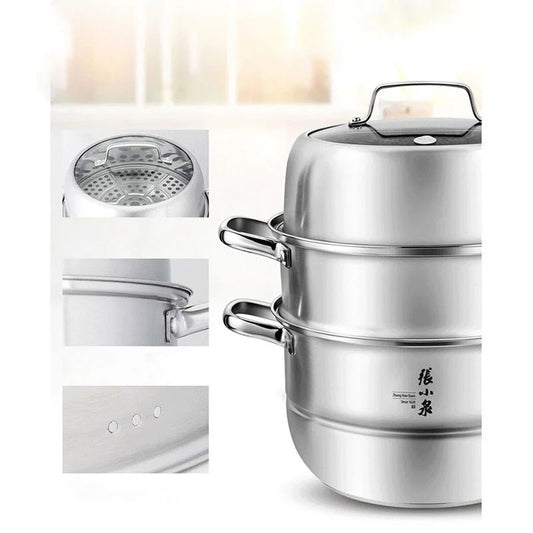 Zhang Xiao Quan 28cm 3-Tier Stainless Steel Steamer – Multi-Level Food Steamer
