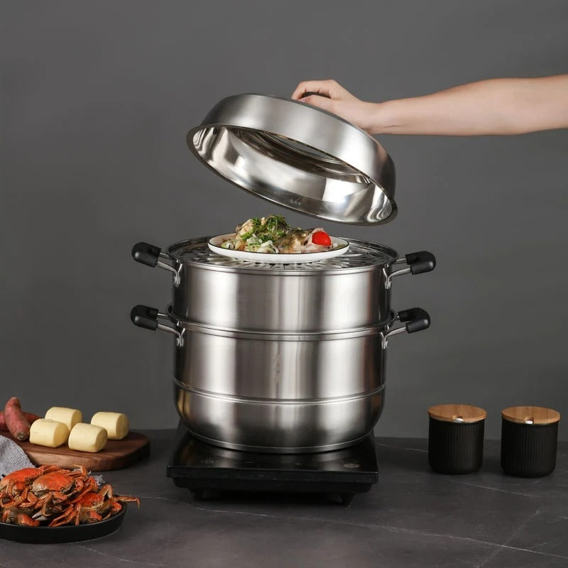 Zhang Xiao Quan 28cm 3-Tier Stainless Steel Steamer – Multi-Level Food Steamer