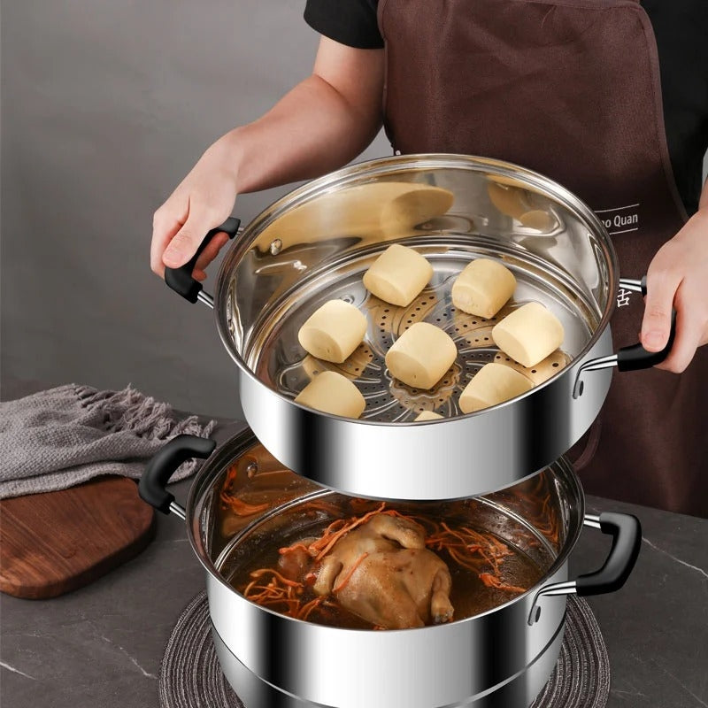 Zhang Xiao Quan 28cm 3-Tier Stainless Steel Steamer – Multi-Level Food Steamer