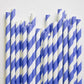 50 Pack Blue White Drinking Straws Biodegradable Eco Paper Birthday Party Event Bistro Bar Cafe Take Away