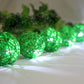 1 Set of Green 5cm Rattan Cane 20 Ball Battery Powered 3m String Lights Christmas Gift Home Wedding Party Bedroom Decoration Table Centrepiece