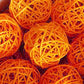 1 Set of Orange 5cm Rattan Cane 50 Ball Battery Powered LONG 5m String Lights Christmas Gift Home Wedding Party Bedroom Decoration Table Centrepiece
