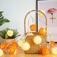 1 Set of Orange n White 5cm Rattan Cane 20 Ball Battery Powered 3m String Lights Christmas Gift Home Wedding Party Bedroom Decoration Table Centrepiece