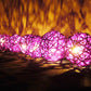 1 Set of Pink 5cm Rattan Cane 50 Ball Battery Powered LONG 5m String Lights Christmas Gift Home Wedding Party Bedroom Decoration Table Centrepiece