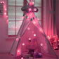 1 Set of Pink 5cm Rattan Cane 50 Ball Battery Powered LONG 5m String Lights Christmas Gift Home Wedding Party Bedroom Decoration Table Centrepiece