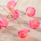 50 Pink Rose 3D Fairy Lights 5M LONG String, Battery (AA) Indoor & Outdoor Decorations Wedding Valentines Romantic Room Table Lighting