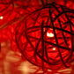 1 Set of Red 5cm Rattan Cane 50 Ball Battery Powered LONG 5m String Lights Christmas Gift Home Wedding Party Bedroom Decoration Table Centrepiece