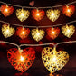 20 Red and White 3D Hollowed Rattan Heart-Shaped 3M String Fairy Lights, Battery (AA) Indoor & Outdoor Decorations Wedding Valentines Romantic Room Table Lighting
