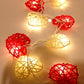 20 Red and White 3D Hollowed Rattan Heart-Shaped 3M String Fairy Lights, Battery (AA) Indoor & Outdoor Decorations Wedding Valentines Romantic Room Table Lighting
