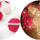 1 Set of Red and White 5cm Rattan Cane 50 Ball Battery Powered LONG 5m String Lights Christmas Gift Home Wedding Party Bedroom Decoration Table Centrepiece