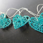 50 Turquoise Blue 3D Hollowed Rattan Heart-Shaped 5M LONG String Fairy Lights, Battery (AA) Indoor & Outdoor Decorations Birthday Kids Celebration PartyRoom Table Lighting