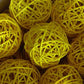 1 Set of Yellow 5cm Rattan Cane 50 Ball Battery Power LONG 5m String Lights Christmas Gift Home Wedding Party Bedroom Decoration Table Centrepiece