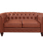 2 Seater Brown Sofa Lounge Button Tufted in Faux Leather