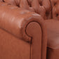 2 Seater Brown Sofa Lounge Button Tufted in Faux Leather
