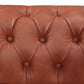 2 Seater Brown Sofa Lounge Button Tufted in Faux Leather