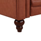 3 Seater Brown Sofa Lounge Button Tufted in Faux Leather