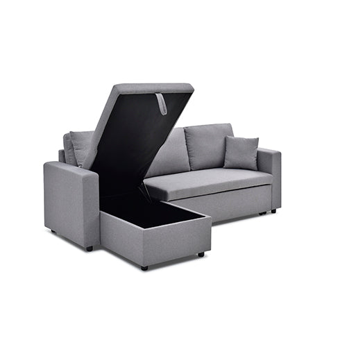 Multifunctional Sofa Bed Fabric Upholstery Chaise Section Comfy Cushions Armrests