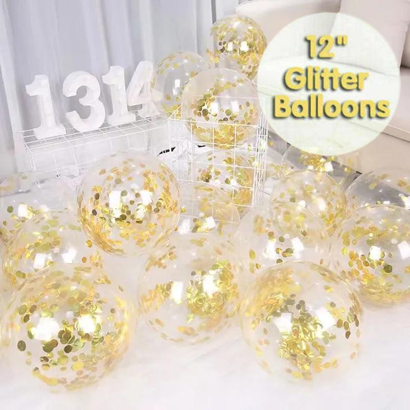 10/100X 30Cm Confetti Glitter Balloons for Party & Wedding - 1* 100 Glue Dots Roll