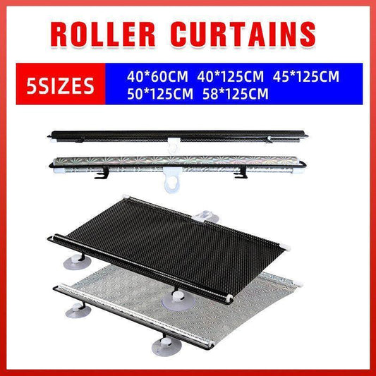 Silver Roller Blinds Suction Cup Sunshade Blackout Curtains Car Home Window Curtains - 50 X 125 CM