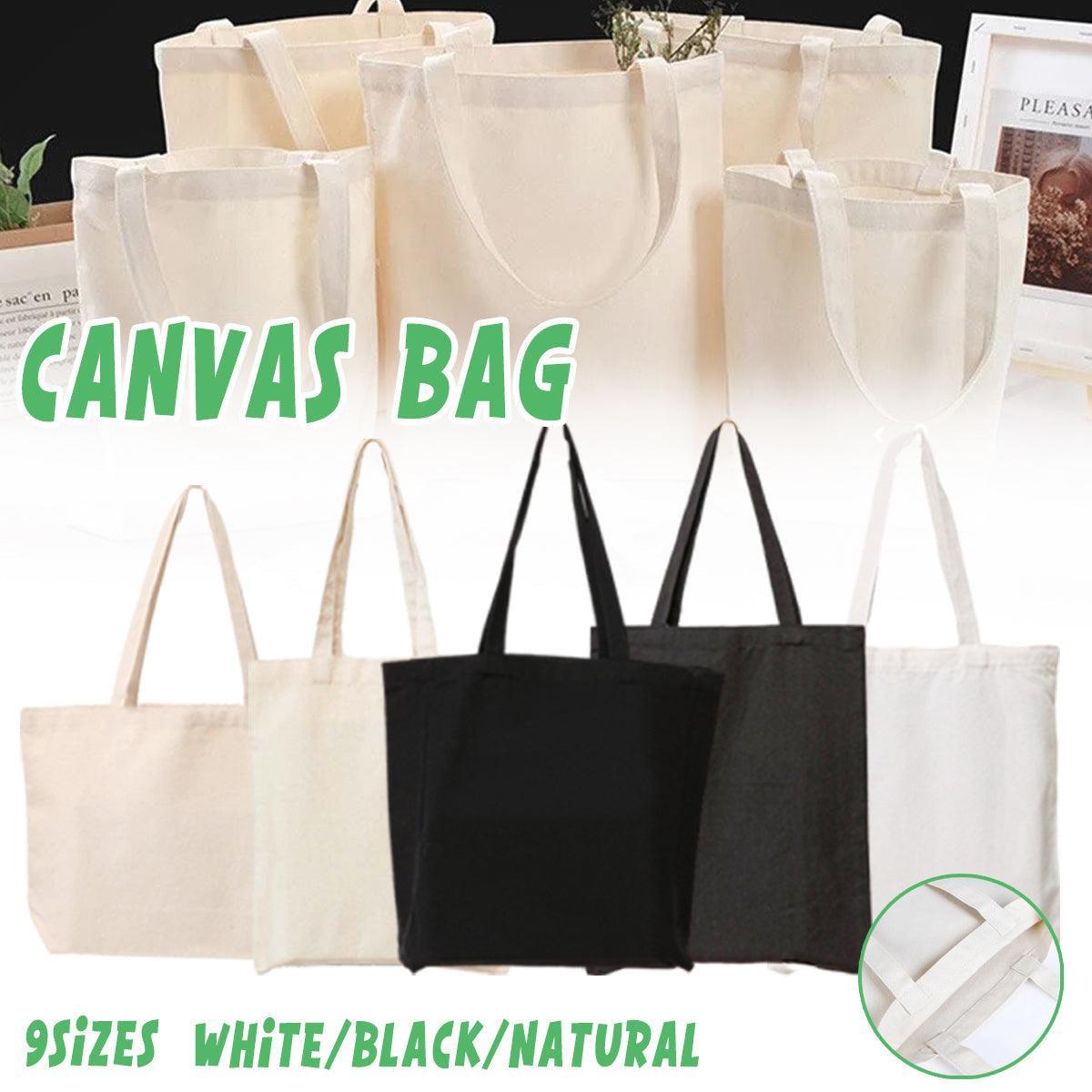 5PCS Canvas Tote Bag Cotton Blank DIY Shopping Shoulder Bags - Black 35*40*10cm