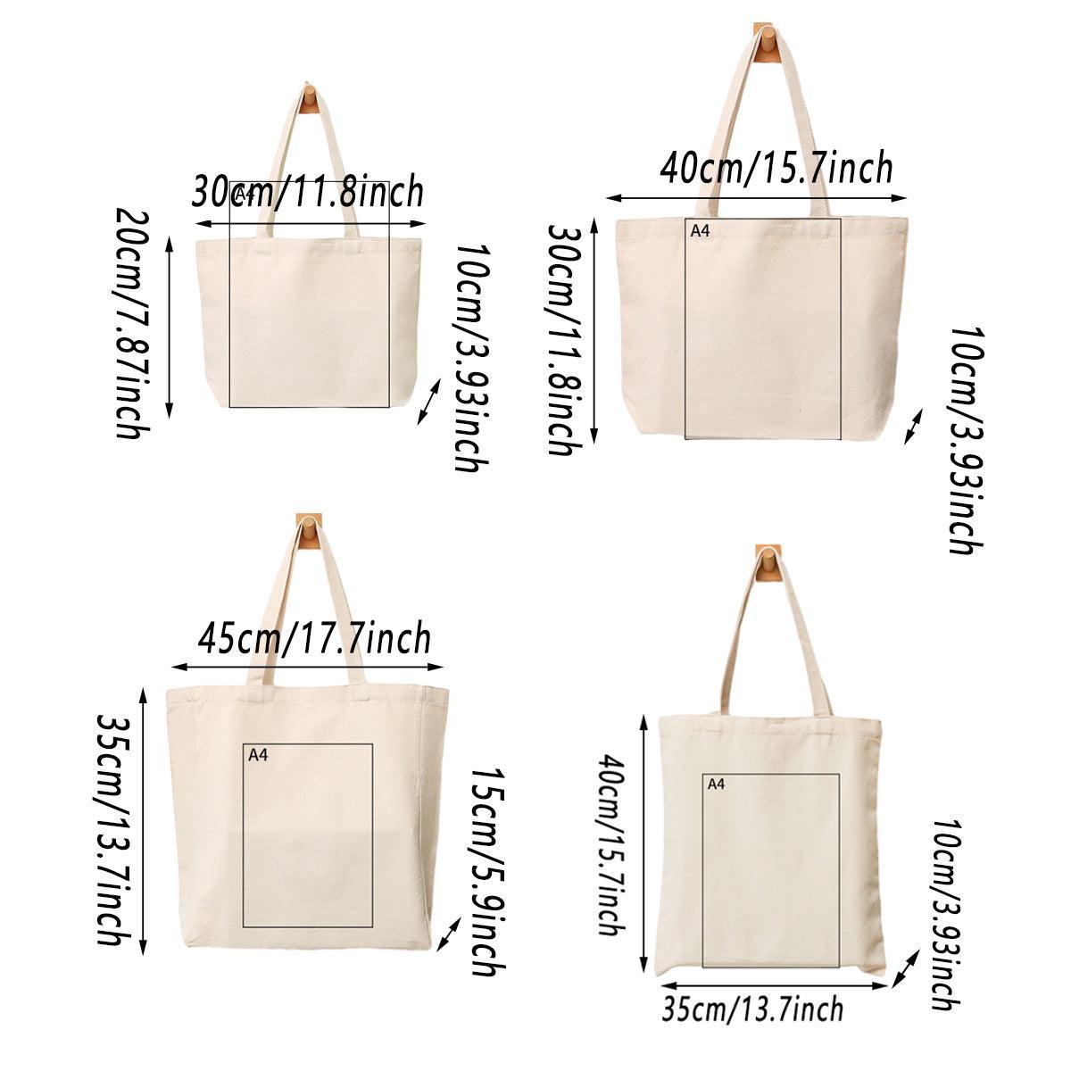 5PCS Canvas Tote Bag Cotton Blank DIY Shopping Shoulder Bags - White 35*40cm