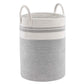 Woven Cotton Rope Storage Basket Foldable Laundry Bin Bamboo Clothes Organizer - White Brown