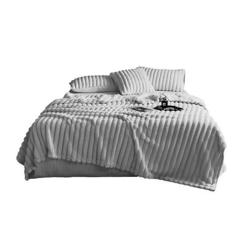 Plush Blanket Leisure Blanket Autumn Winter Warm Nap Throw Soft Cozy - White-100x150cm
