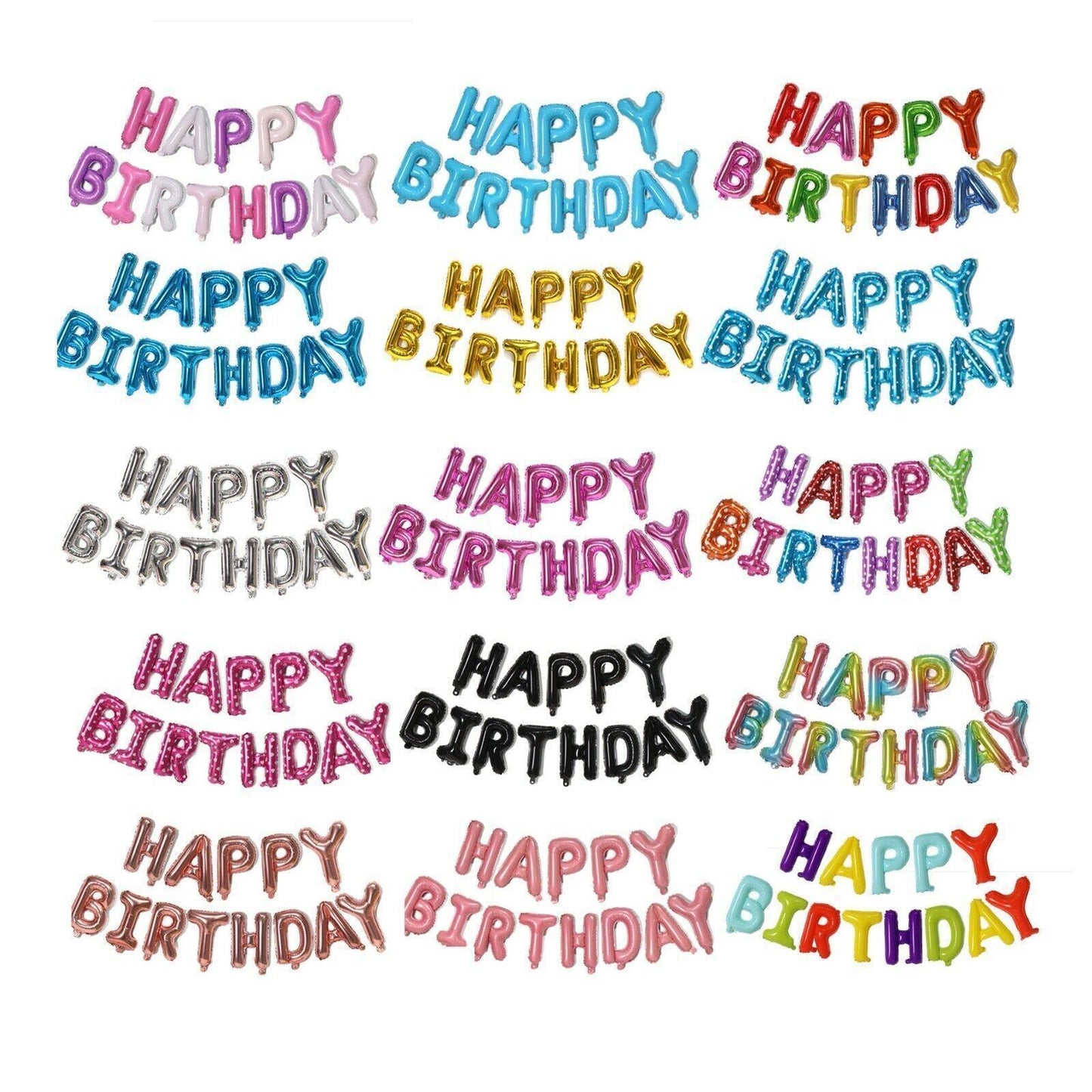 40Cm 3D Happy Birthday Letters Balloons Inflating Foil Banner Bunting Celebrate - Pink