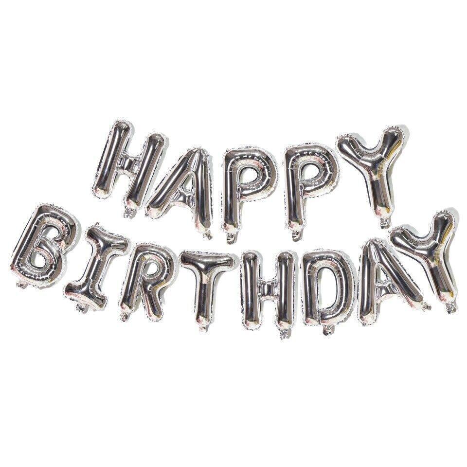40Cm 3D Happy Birthday Letters Balloons Inflating Foil Banner Bunting Celebrate - Red