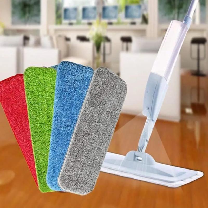 Replacement Microfiber Flat Mop Head Refill Floor Cleaning Pads Absorbent Cloths - Red