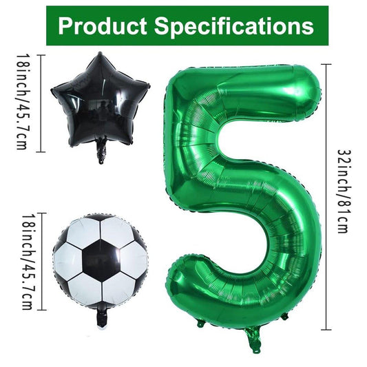 32 Inch Green Soccer Balloons 5 Pieces Set World Cup Birthday Party Decoration - 9