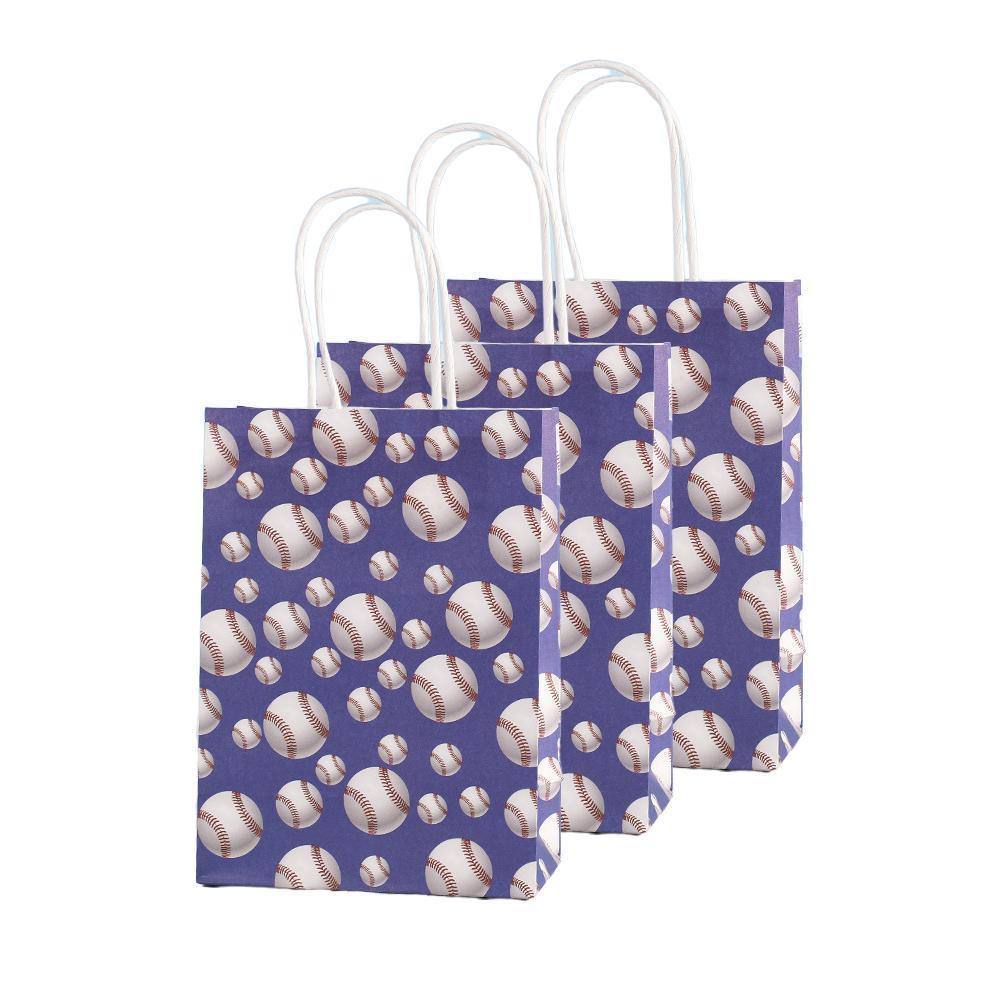30PCS Fashion Ball Kraft Paper Gift Bag Festivals gift tote bag Party Favor Bag - Green-Football-30pcs