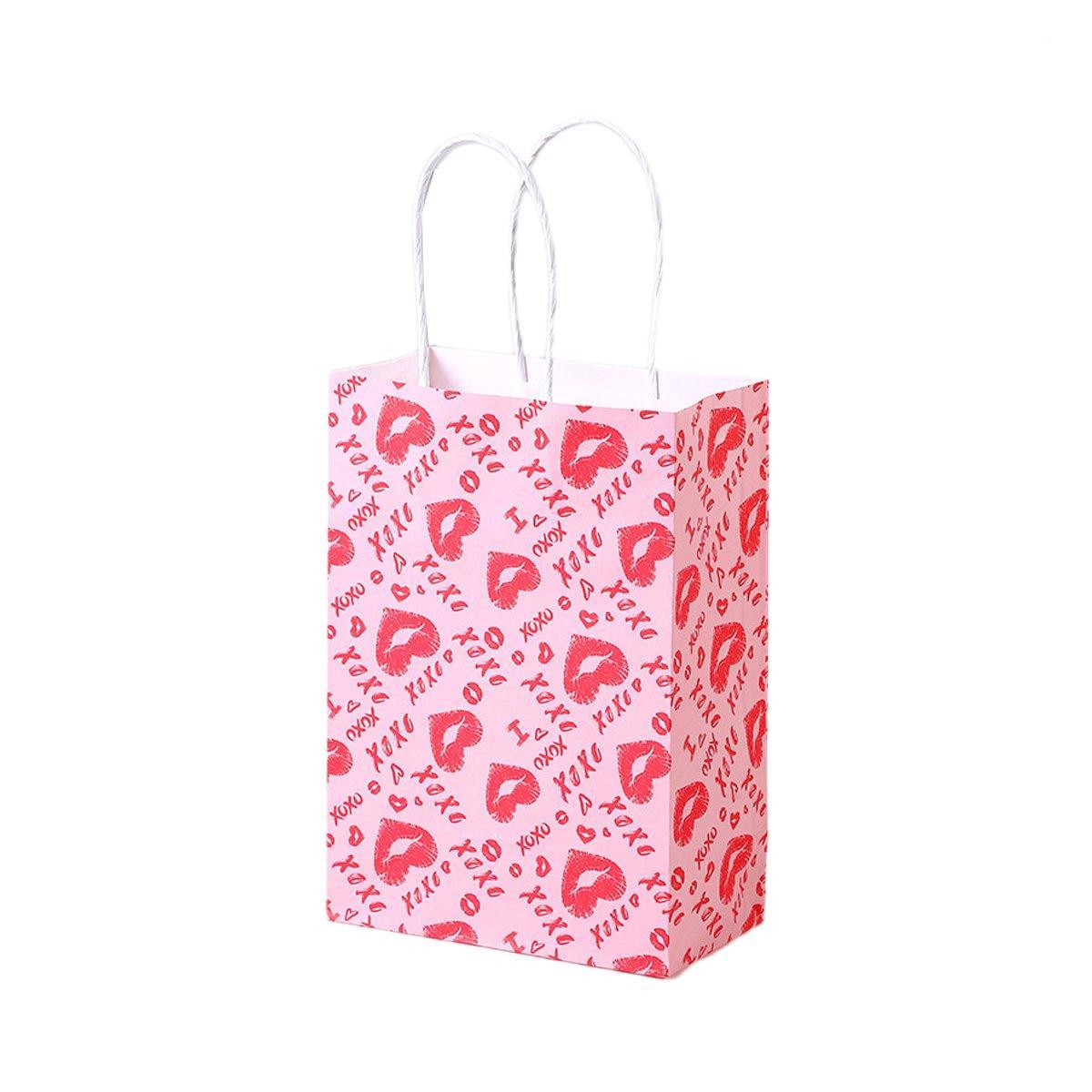 30x Valentines Day Love-Themed Tote Bag Elegant Kraft Paper Handbag Lightweight - Y167