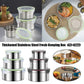 3PCS Stainless Steel Sealed Crisper Storage Box with Lid Round Food Lunch Box - White