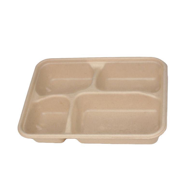 25/50pcs Biodegradable Lunch Box Microwaveable Tray with Compartment Paper Lid - 1200ml-4-25pcs