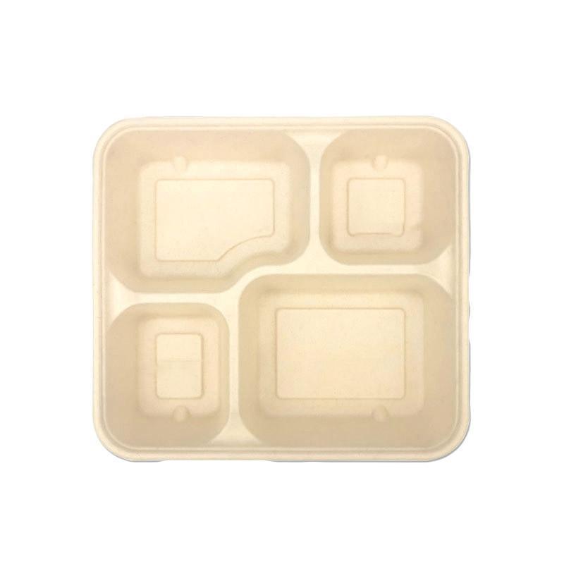 25/50pcs Biodegradable Lunch Box Microwaveable Tray with Compartment Paper Lid - 1200ml-4-25pcs