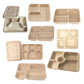 25/50pcs Biodegradable Lunch Box Microwaveable Tray with Compartment Paper Lid - 800ml-50pcs