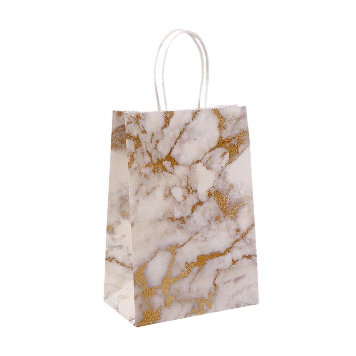 25PCS Marble Series Shopping Paper Bag Luxury Handbag Party Favor Gift Bags Set - Black Gold-L