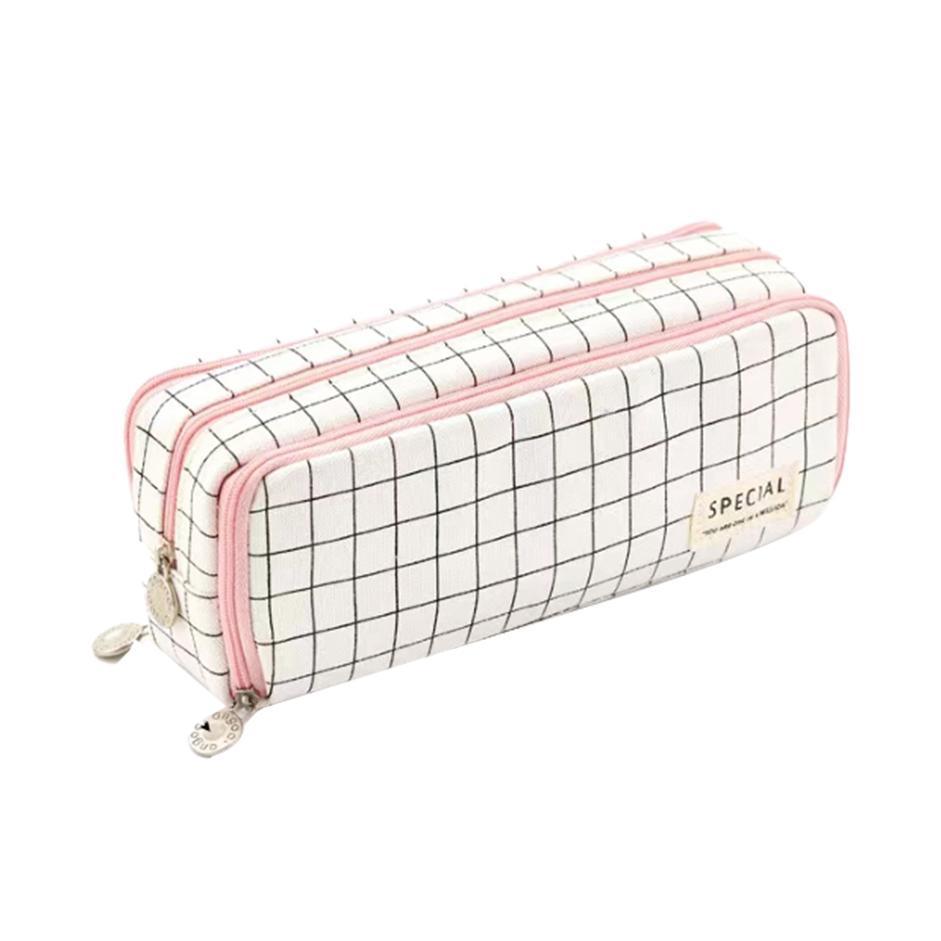 Zipper Pencil Case Large Capacity Storage Bag School Stationery Makeup Organizer - Green